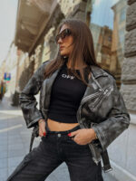 Leather Motorcycle Biker Jacket - Image 2