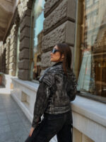 Leather Motorcycle Biker Jacket - Image 5