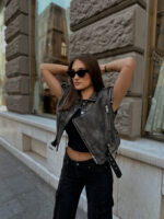 Leather Motorcycle Biker Jacket - Image 4
