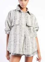 Federica Tosi - PYTHON PRINTED DENIM SHIRT JACKET