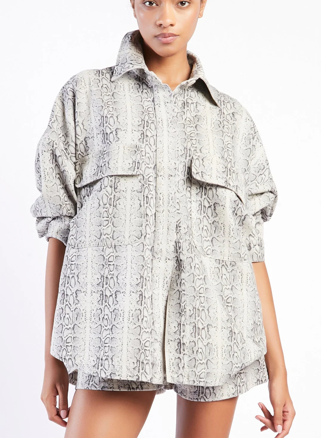 533ABED2-0669-4A50-915C-DA72612F22A4 Federica Tosi - PYTHON PRINTED DENIM SHIRT JACKET - Image 1