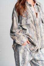Federica Tosi - PYTHON PRINTED DENIM SHIRT JACKET - Image 4
