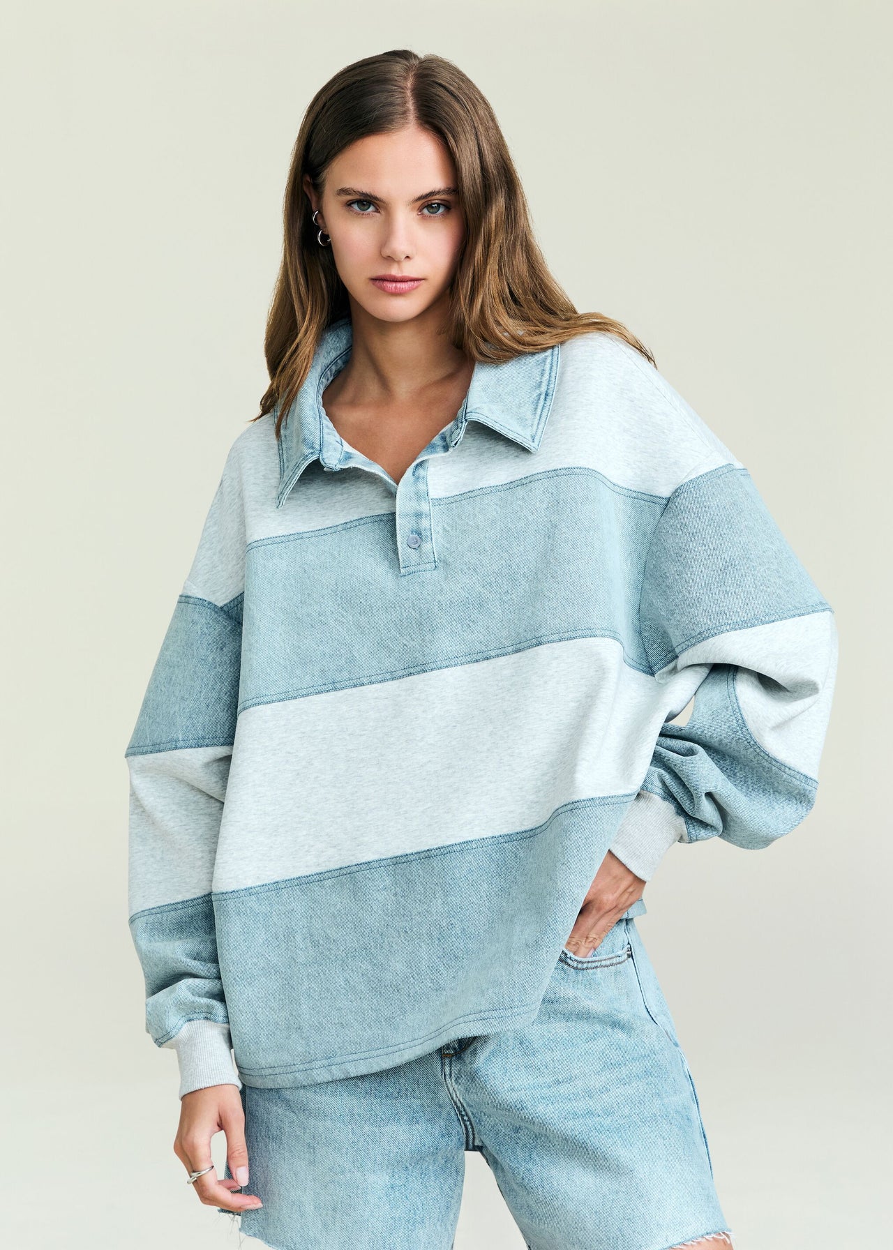 Ecommerce_Crop-20250821_CherTop_LightGreyCoastline_0223_ECOMM_00500c21-d095-49c2-82c3-b71b5683c3f6 Cher Denim Top - SEROYA - Image 1