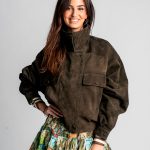 Jacket Olive green suede